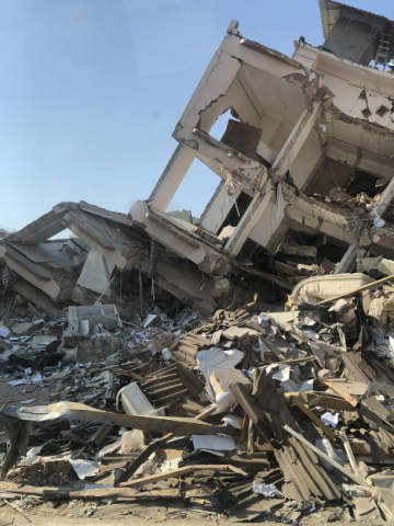 The remains of destroyed buildings