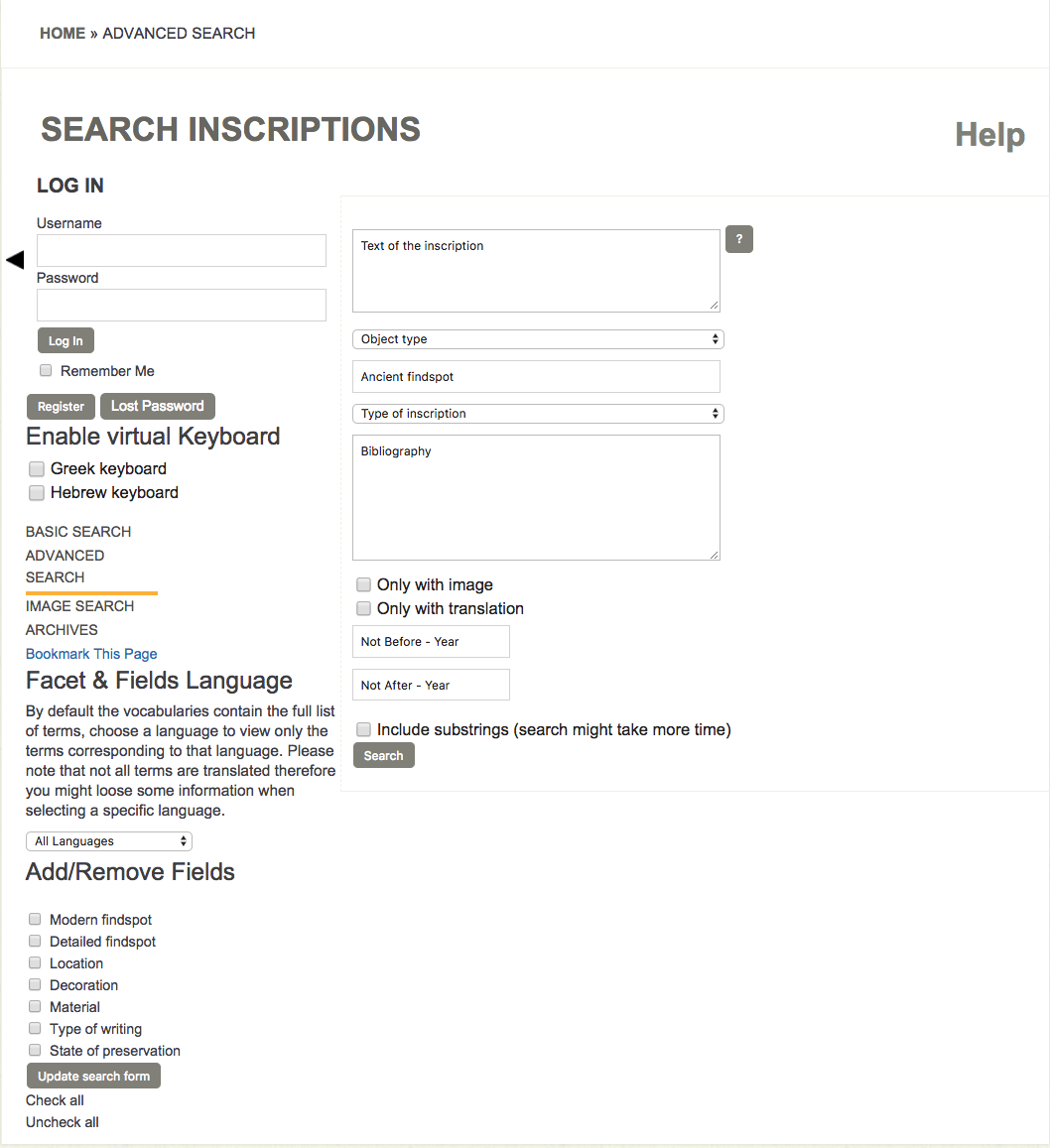EAGLE advanced search page