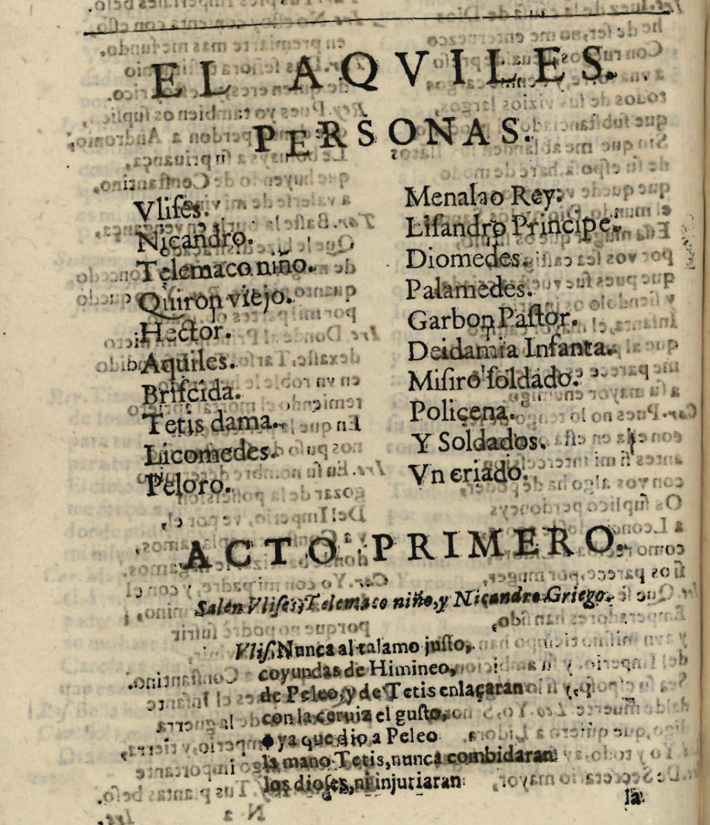 First Page of _El Aquiles_ by Tirso de Molina. Edition of 1636.