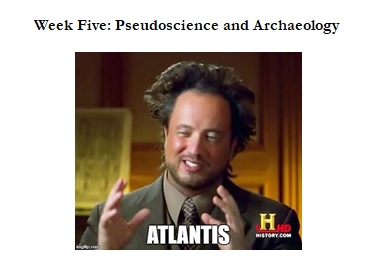 Figure 3: Meme of Tsoukalos with mad scientist hair and the block text ‘Atlantis’ between his gesturing hands, made by me for my in-class worksheet.