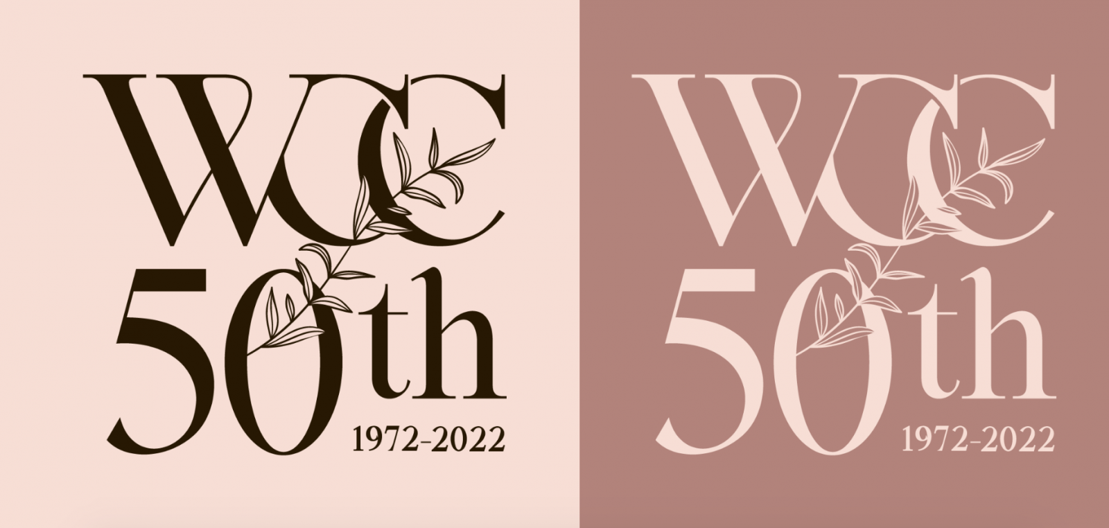 Logo reading WCC 50th, 1972-2022 with an olive branch